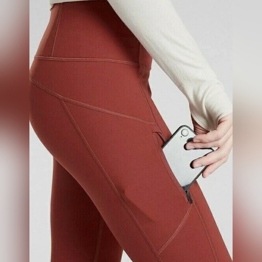 Athleta Rainier Plush Tight 1X Supersonic Dried Cinnamon Fleece Lined Leggings - Picture 3 of 11
